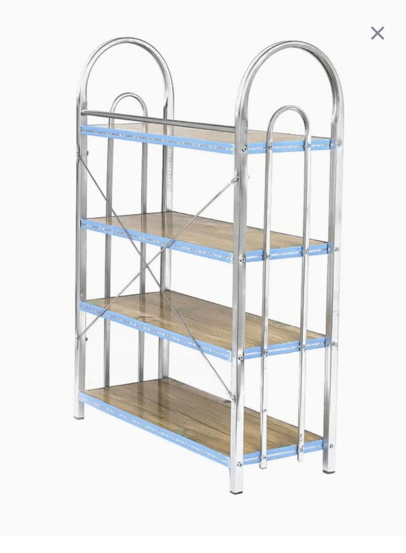 4 layer wooden shelf wooden stand metal stand brown plate - Image 3