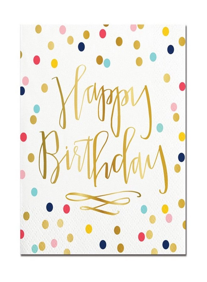 Slant Collections Slant Party Supplies - Paper Napkins Disposable Cocktail Napkin Set for Birthday, 5" x 5", Polka Dot Foil Happy Birthday - Image 1