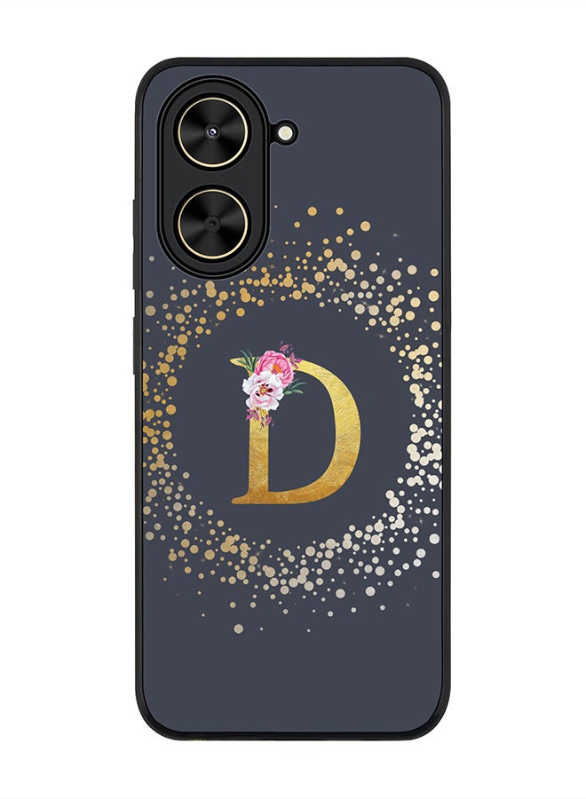 Stylizedd For Xiaomi Poco C71 / Redmi A5 4G Case,Slim fit Camera Protection, Shockproof Thin Phone cover  - Custom Monogram Floral - D  (Grey )
