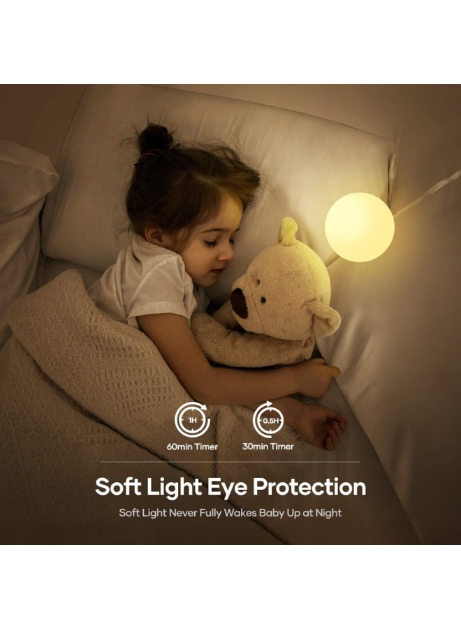 LED ضوء ليلي USB قابل للشحن طاولة مصباح جنب السرير,ضوء ليلي للأطفال مع ضوء دافئ قابل للتخفيف التدريجي وضوء 7 ألوان,لمس وتبديل التحكم والموقت للطفل,غرفة نوم للأطفال,التخييم,هدية - Image 5