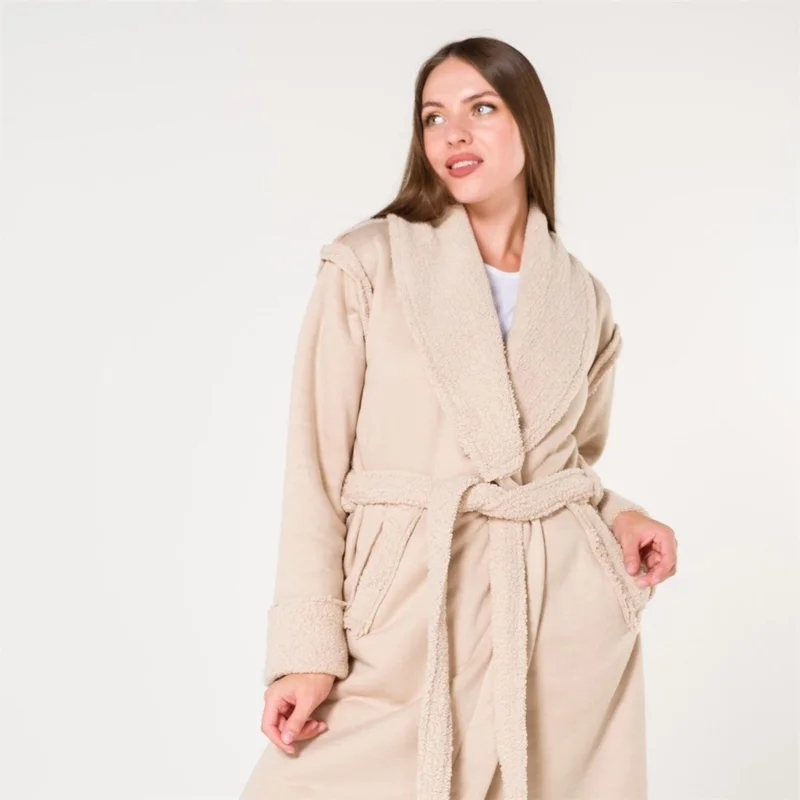 Miespiga Sherpa Faux Wool Teddy Plush Women's Dressing Gown