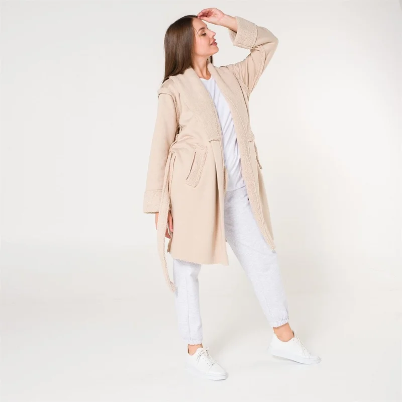 Miespiga Sherpa Faux Wool Teddy Plush Women's Dressing Gown