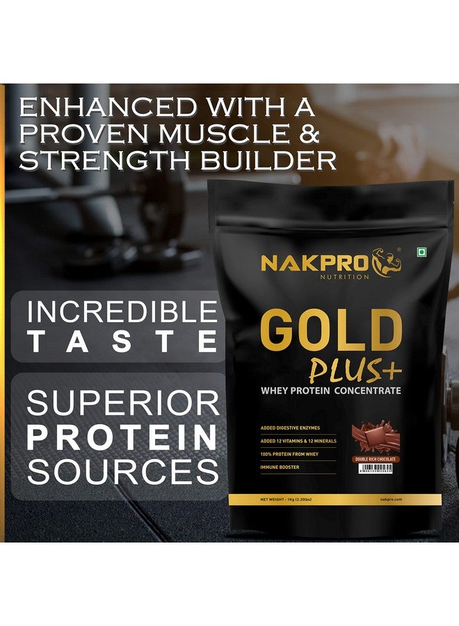 NAKPRO Gold Plus+ Whey Protein Concentrate with Digestive Enzymes | 25.46g Protein, 5.57g BCAA | Added Vitamins & Minerals (1 Kg, Double Rich Chocolate) - Image 5