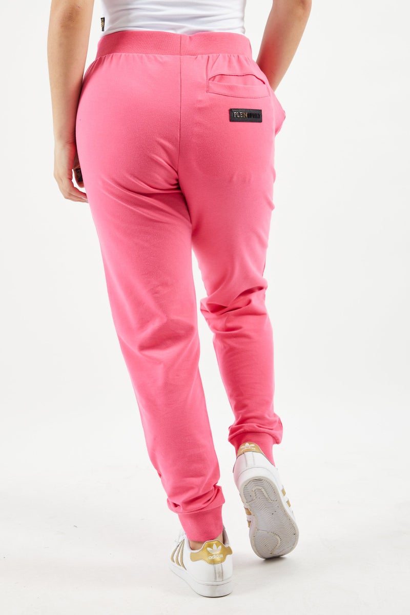 PHILIPP PLEIN Plein Sport Women Sportswear Fit Brand Logo Training Pants, Pink - Image 3