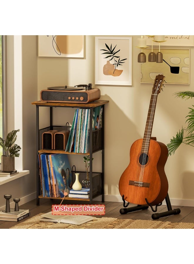 Forthcan Record Player Stand Up to 200 Albums, Vinyl Storage Table with Extended Wooden Desktop, Record Player Holder for Albums, Vinyl Stand End Table Storage Rack for Bedroom & Living Room - Image 4