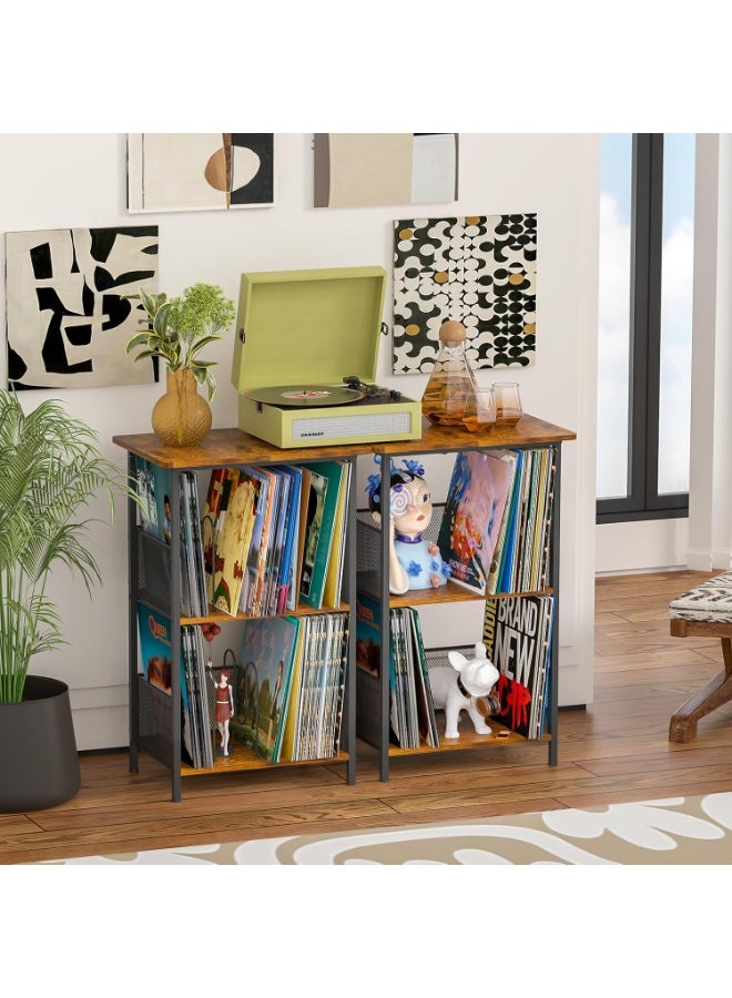 Forthcan Record Player Stand Up to 200 Albums, Vinyl Storage Table with Extended Wooden Desktop, Record Player Holder for Albums, Vinyl Stand End Table Storage Rack for Bedroom & Living Room - Image 5