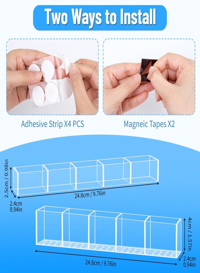 SelfTek 9.8” Straw Holder Organizer for Cabinet Door - Acrylic Cabinet Straw Holder Organizer with Adhesive & Magnetic Tape, Reusable Storage for Kitchen Cupboard Fridge Door (Clear) - Image 4