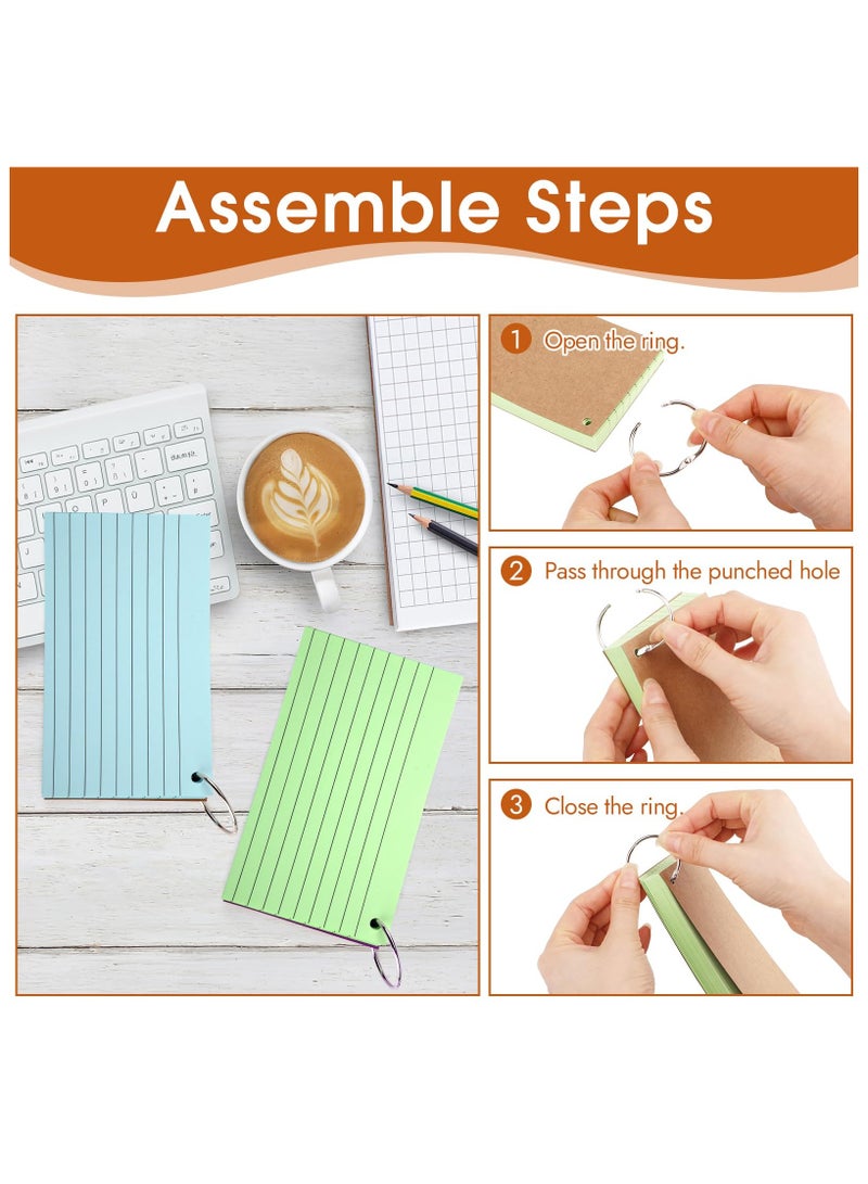 Generic 250 Pcs Index Cards With Ring, 7.6x12.7 cm Flash Cards With Rings, Colored Heavy Notecards With Ring, Punched Lined Study Cards For School, College, Home, Office, Memory, To Do List (5 Colors)  - Image 4