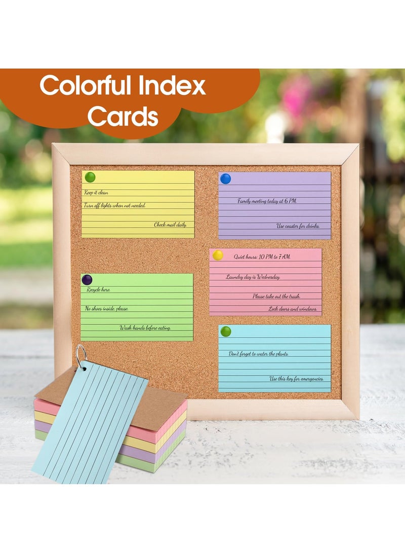 Generic 250 Pcs Index Cards With Ring, 7.6x12.7 cm Flash Cards With Rings, Colored Heavy Notecards With Ring, Punched Lined Study Cards For School, College, Home, Office, Memory, To Do List (5 Colors)  - Image 5