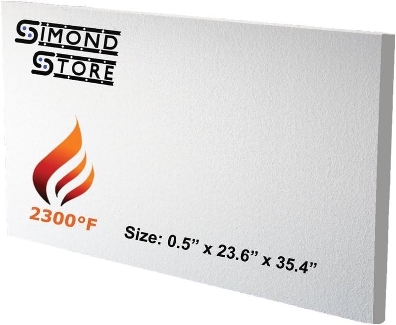 Simond STORE Ceramic Fiber Board Insulation - 2300F Rated - 1/2" x 23.6" x 35.4" - Pack of 1 - Ceramic Fiber Thermal Insulation Board for Stoves, Ovens, Forges, Kilns, Furnaces, Fireplaces, Boilers - Image 1
