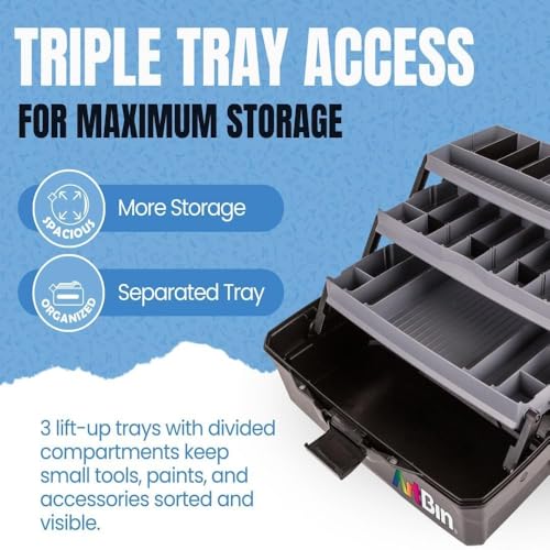ArtBin 3-Tray Art Supply Box Versatile Organizer for Brushes, Paints, Stamps, and More - Durable Hard Plastic, Secure Closure, Portable with Top Trays and Dividers - Image 4