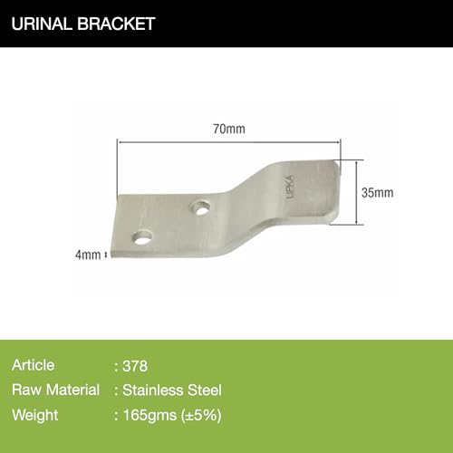 Lipka Urinal Bracket Pair/Heavy Stainless Steel Urinal Bracket with Screw and Grip/Suitable for Mounting Urinals from commercial restrooms to residential bathrooms Silver - Image 2