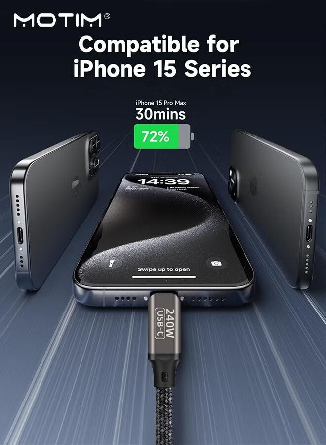 Motim 240W USB C Cable 2M, USB C to USB C Cord Fast Charger Cable Compatible with iPhone 16/15 Series, Samsung Galaxy S25/S24/S23/S22, MacBook Pro Air, iPad Pro Air, Dell XPS,  - Image 5