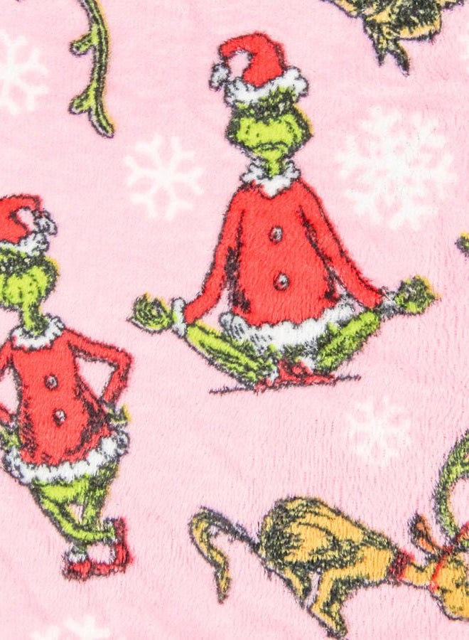 Dr. Seuss Womens' GRINCH and Max Snowflake Soft Fleece Plush Pajama Pants, Pink, L - Image 3