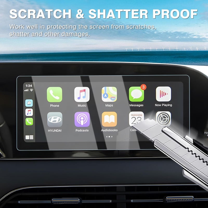 Karltys 【Upgrade 2 Pack Screen Protector for 【No Glare u0026 Fingerprint】 Tempered Glass 2020-2022 Hyundai Palisade 10.25-Inch Screen Protector - Image 4