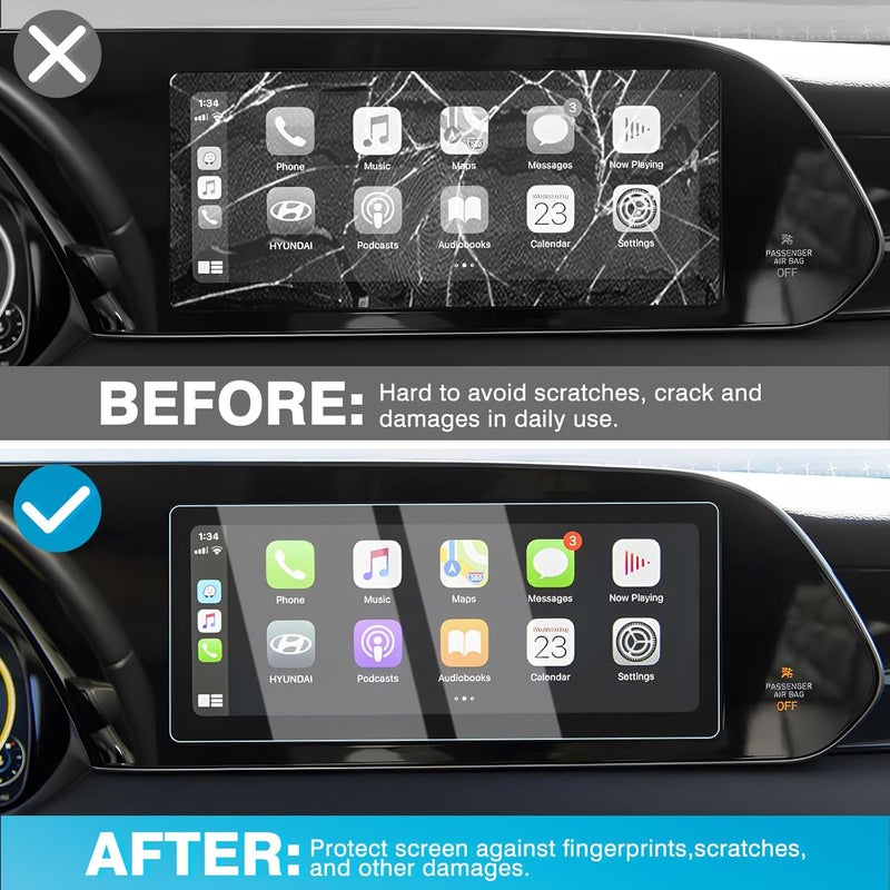 Karltys 【Upgrade 2 Pack Screen Protector for 【No Glare u0026 Fingerprint】 Tempered Glass 2020-2022 Hyundai Palisade 10.25-Inch Screen Protector - Image 3
