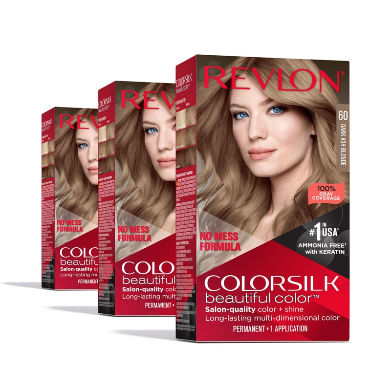 Revlon Colorsilk Beautiful Color Permanent Hair Color, (OLD VERSION) 60 Dark Ash Blonde (Pack of 3) - Image 1