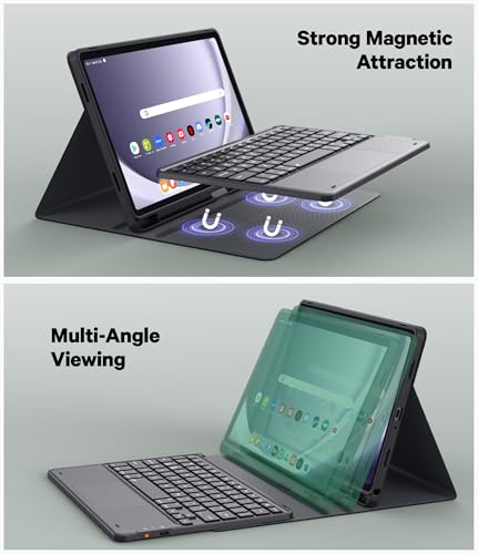 GreenLaw Keyboard Case for Samsung Galaxy Tab A9 Plus 11 inch 2023, 7 Color Backlit, Smart Trackpad, Stain-Resistant Cover with S Pen Holder, Detachable Keyboard for Galaxy Tab A9+ 11'', Black - Image 3