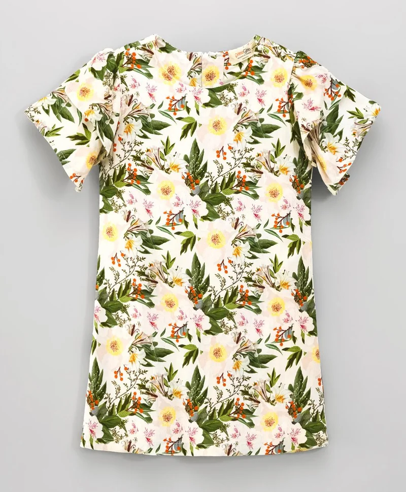 Primo Gino Primo Gino Tiered Sleeves All Over Flora Printed Frock Dress  - Green