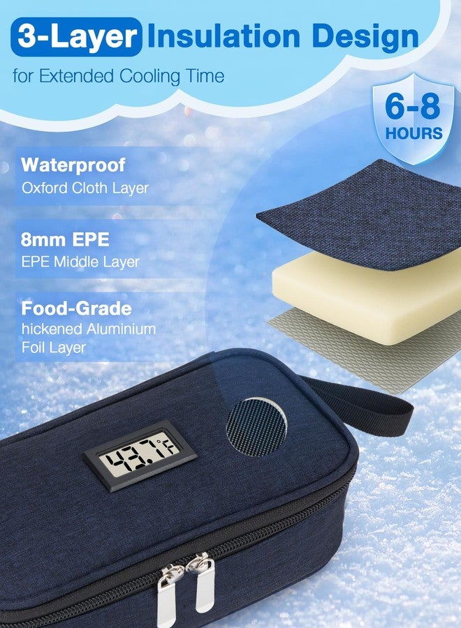 SUNMON Breast Milk Cooler Bag with Real-Time Temperature Display, Portable Travel Breastmilk Storage Case, Includes 2 Reusable Ice Packs, for Pumping Moms on The Go (Navy Blue) - Image 3
