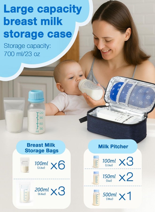 SUNMON Breast Milk Cooler Bag with Real-Time Temperature Display, Portable Travel Breastmilk Storage Case, Includes 2 Reusable Ice Packs, for Pumping Moms on The Go (Navy Blue) - Image 4