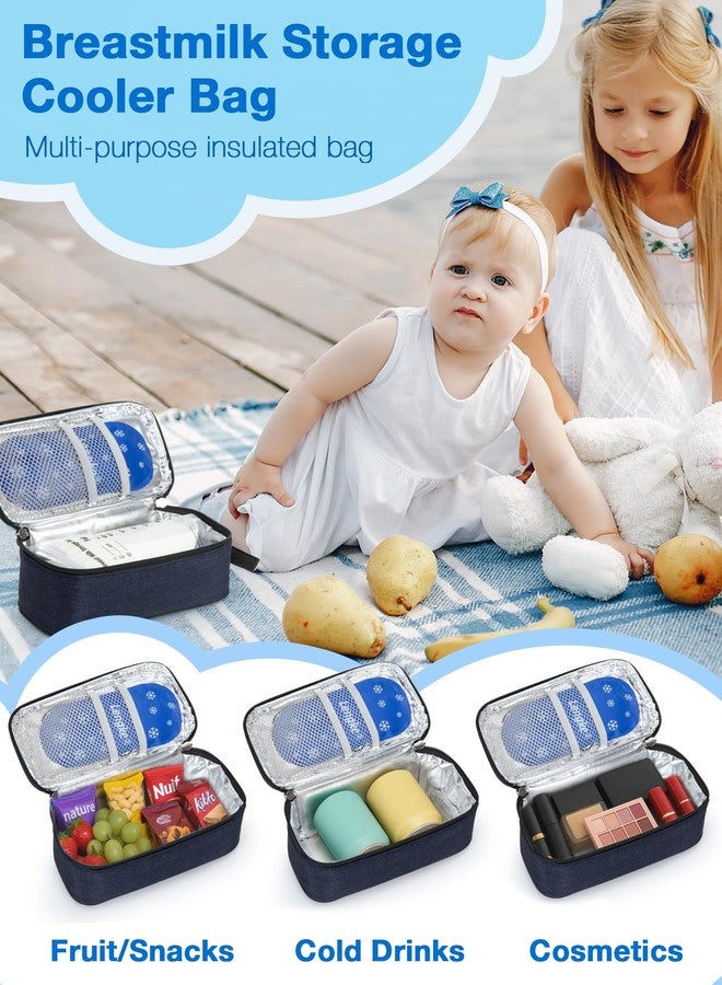 SUNMON Breast Milk Cooler Bag with Real-Time Temperature Display, Portable Travel Breastmilk Storage Case, Includes 2 Reusable Ice Packs, for Pumping Moms on The Go (Navy Blue) - Image 5