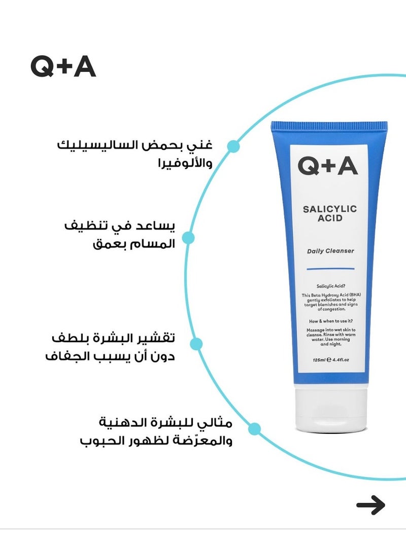 Q+A Salicylic Acid Cleansing Gel for Oily Skin, Acne & Blackheads Face Wash 125ml - Image 2