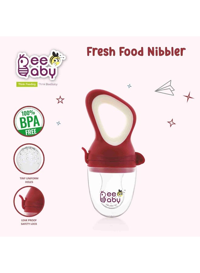 Beebaby Silicone Food and Fruit Nibbler with Extra Silicone Mesh (Fresh - Pink) - Image 2