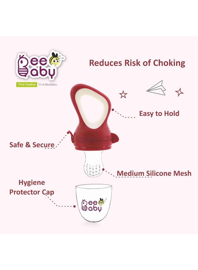 Beebaby Silicone Food and Fruit Nibbler with Extra Silicone Mesh (Fresh - Pink) - Image 3