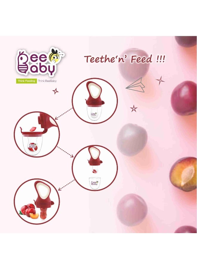 Beebaby Silicone Food and Fruit Nibbler with Extra Silicone Mesh (Fresh - Pink) - Image 5