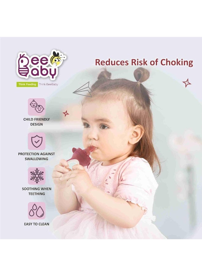 Beebaby Silicone Food and Fruit Nibbler with Extra Silicone Mesh (Fresh - Pink) - Image 4