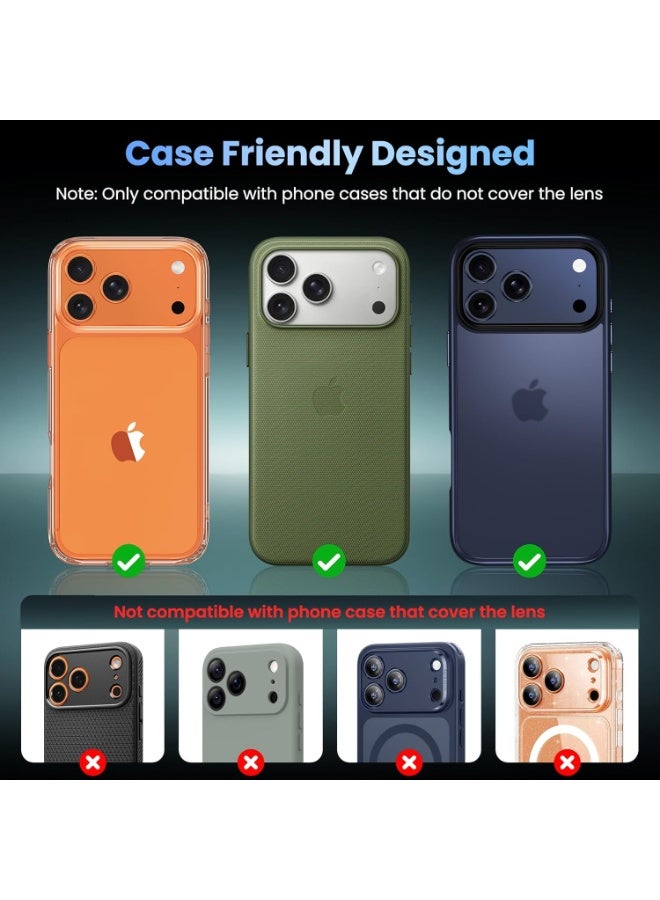 DUSALA Camera Lens Protector Compatible with iPhone 17 Pro Max | Metal Tempered Glass Rear Camera Cover | Anti-Scratch, Case-Friendly, Strong Adsorption, Easy Installation – Silver - Image 4