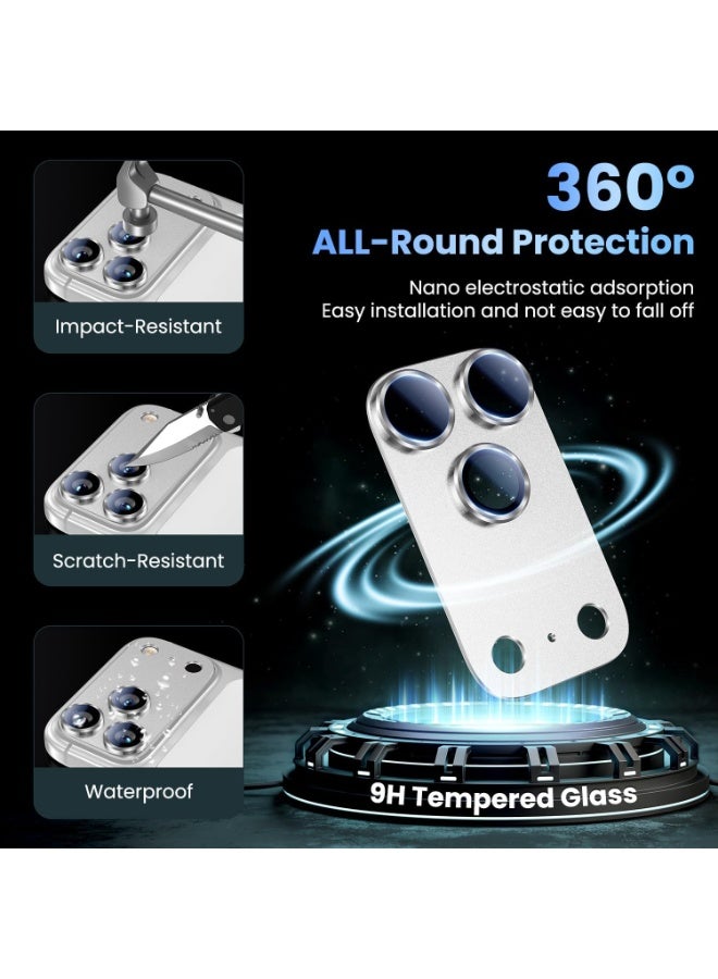 DUSALA Camera Lens Protector Compatible with iPhone 17 Pro Max | Metal Tempered Glass Rear Camera Cover | Anti-Scratch, Case-Friendly, Strong Adsorption, Easy Installation – Silver - Image 2