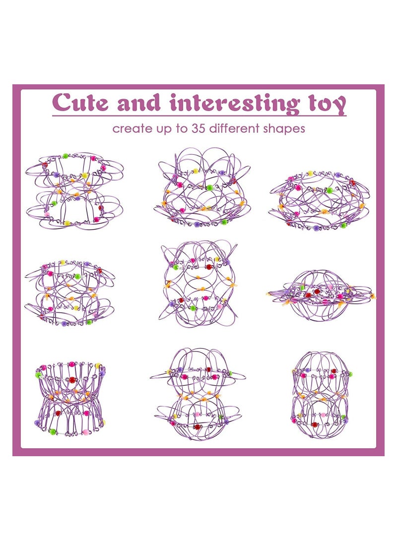 4 Pieces Mandala Flower Basket Toy Flexible Iron Basket Toy Handmade Wire Creative Toy Magic Loops Wire Fidget Toy Funny Rotating Toy for Teens  Winter Party Favors (Purple, Gold)  - Image 3