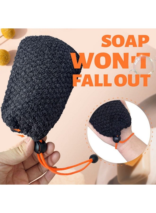MIG4U Exfoliating Soap Bag for Shower 2 Pieces - Bar Soap Saver Pouch, Bamboo Body Scrubber Exfoliator Pocket in Travel Bathing, Black, Double Layer - Image 4