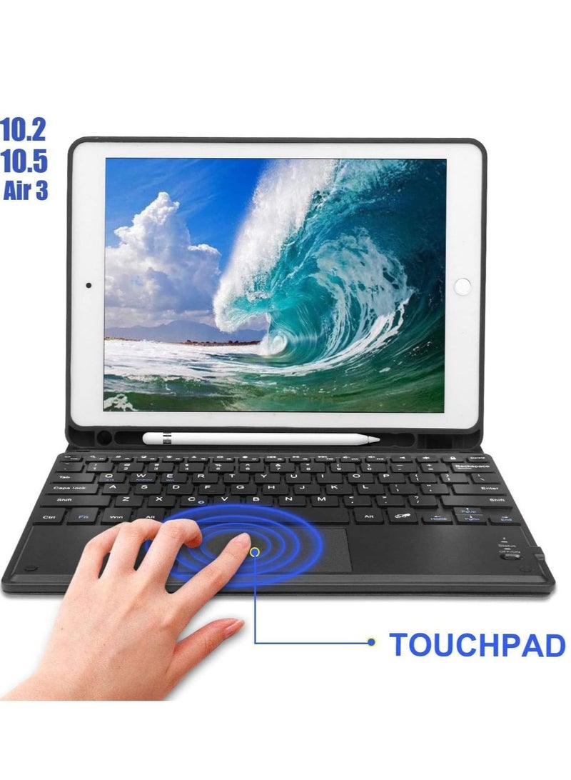 TIGER iPad Air 3rd Generation Case with Keyboard, Case with Pencil Holder and Touchpad, Wireless Keyboard with Bluetooth, Smart Folio Leather Cover for iPad Air 3 2020/iPad 8th/7th10.2 inch. - Image 1