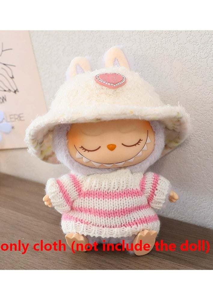 Labubu cloth (not inclued the doll) for labubu v2 labubu v1 White hat and pink top