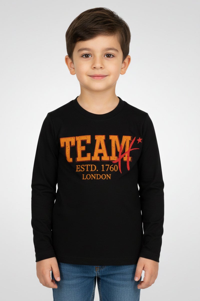Hamleys Toddlers Boy Long Sleeve Graphic Print T-Shirt, Black - Image 1