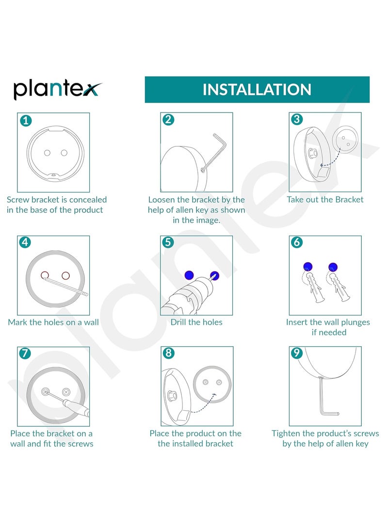 بلانتكس حامل مناديل دائري من الستانلس ستيل (درجة 304) من "بلانتكس" (Plantex) - مناسب لحوض الغسيل أو كعلاقة/حلقة للمناشف - إكسسوارات حمام، طراز "ديزي" (Daizy) - لون ذهبي. - Image 4