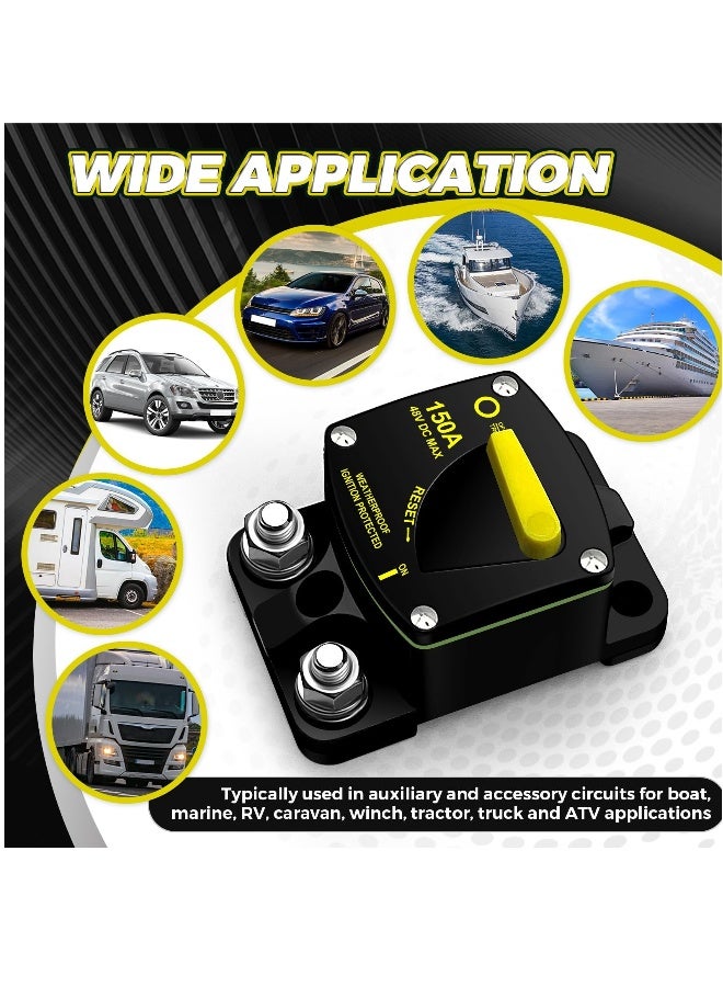 100 Amp Marine Circuit Breaker with Manual Reset for Boat Marine RV Yacht Electronic Battery Solar System, 12V-48V DC, Waterproof - Image 5