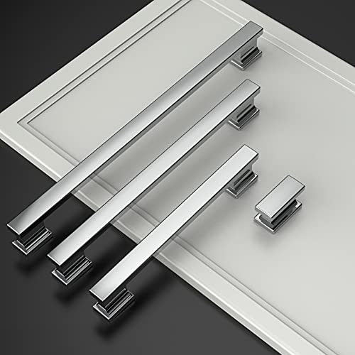 Amerdeco 10 Pack Polished Chrome Cabinet Pulls, 7 Inch Hole Centers, Kitchen Cabinet Handles, Cabinet Hardware, Zinc Alloy, Modern Style - Image 2
