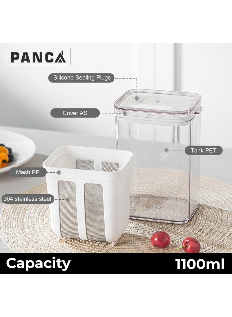 PANCA - PANCA Hung Curd Strainer Box Curd Maker and Greek Yogurt Maker 1100ml Fine Mesh Strainer with Lid Multifunctional Yoghurt Filter Curd Maker for Home Whey Separator - Image 1