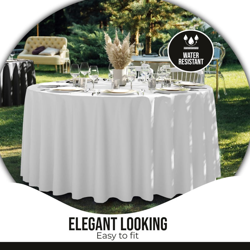 Party Solids 12-Pack White Round Plastic Tablecloth Disposable â€“ Size: 108 Inches â€“ Round Plastic Table Cloths for Parties, Picnics & Formal Events - Image 5