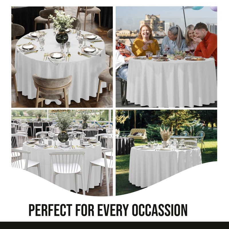 Party Solids 12-Pack White Round Plastic Tablecloth Disposable â€“ Size: 108 Inches â€“ Round Plastic Table Cloths for Parties, Picnics & Formal Events - Image 4