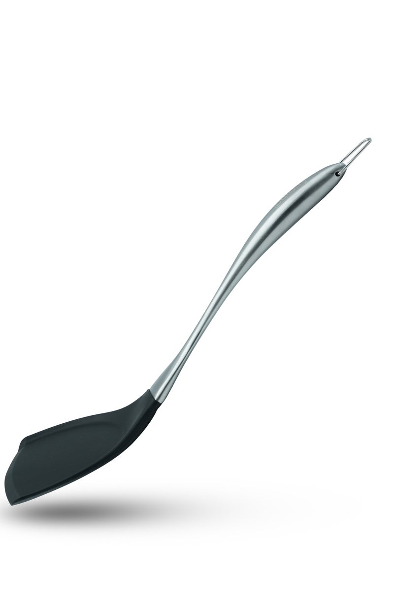 Beram Black Silicone Turn,10×35.5cm Heat Resistant Turner with Stainless Steel Handle BPA-Free, Non-Stick Safe, Ergonomic Kitchen Tool for Flipping, Stirring & Cooking-Black - Image 1