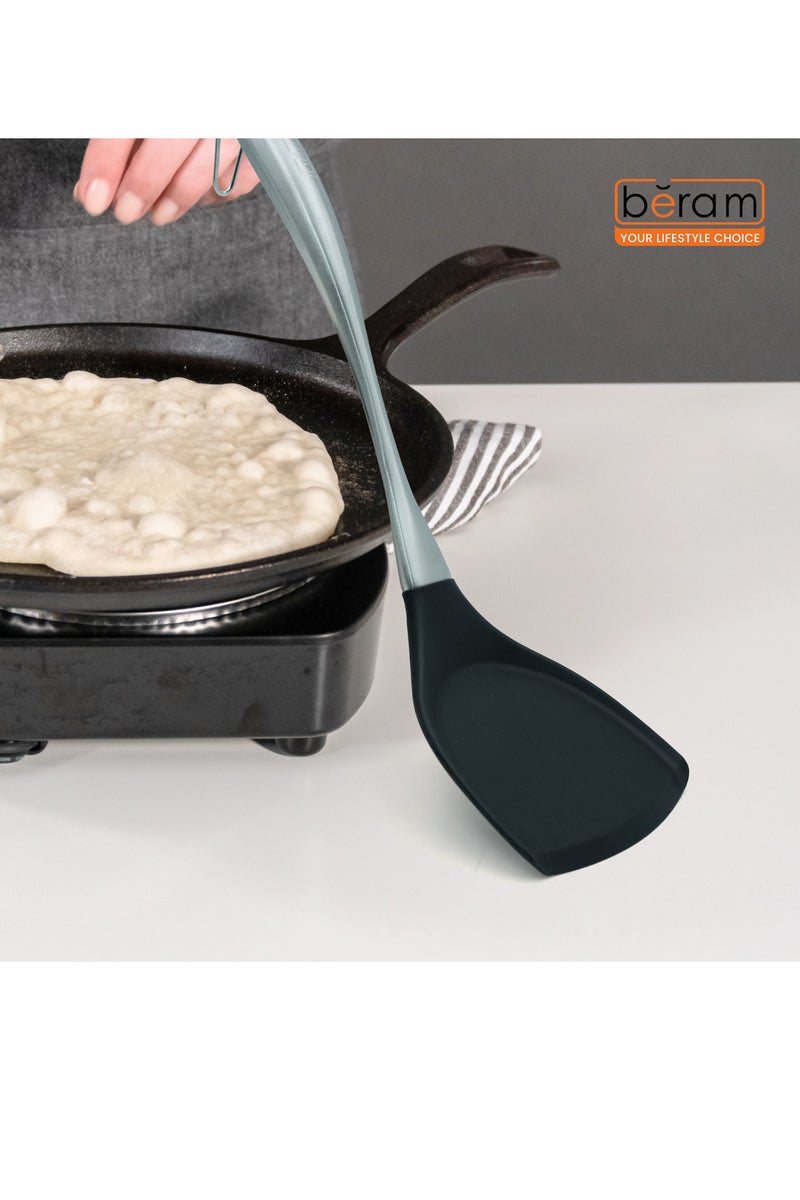 Beram Black Silicone Turn,10×35.5cm Heat Resistant Turner with Stainless Steel Handle BPA-Free, Non-Stick Safe, Ergonomic Kitchen Tool for Flipping, Stirring & Cooking-Black - Image 4