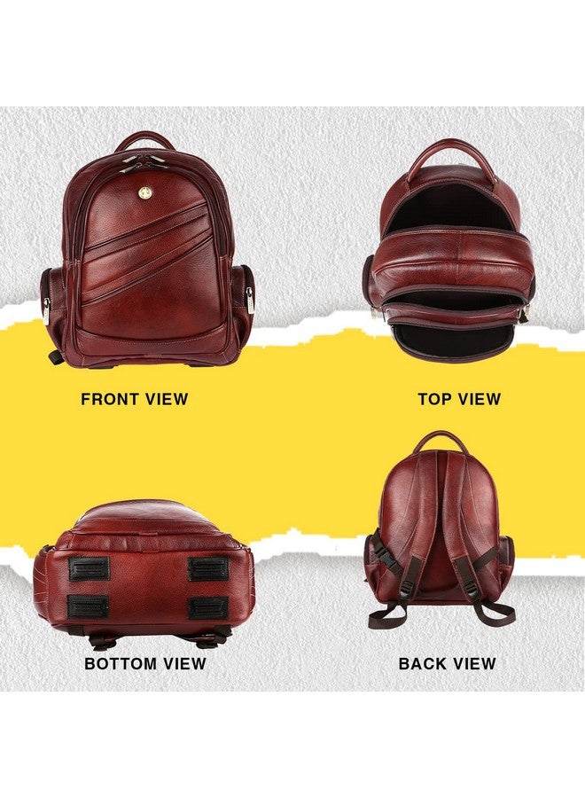 HAMMONDS FLYCATCHER HAMMONDS FLYCATCHER Men And Women Genuine Leather Laptop Backpack Bag & - Padded & Adjustable Shoulder Straps With Multiple Compartments And Pockets - Fits Upto 16 Inch Laptop/Macbook,20 Litre - Brown - Image 3