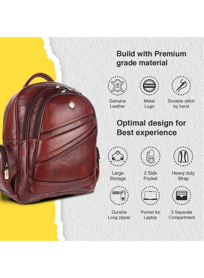 HAMMONDS FLYCATCHER HAMMONDS FLYCATCHER Men And Women Genuine Leather Laptop Backpack Bag & - Padded & Adjustable Shoulder Straps With Multiple Compartments And Pockets - Fits Upto 16 Inch Laptop/Macbook,20 Litre - Brown - Image 4