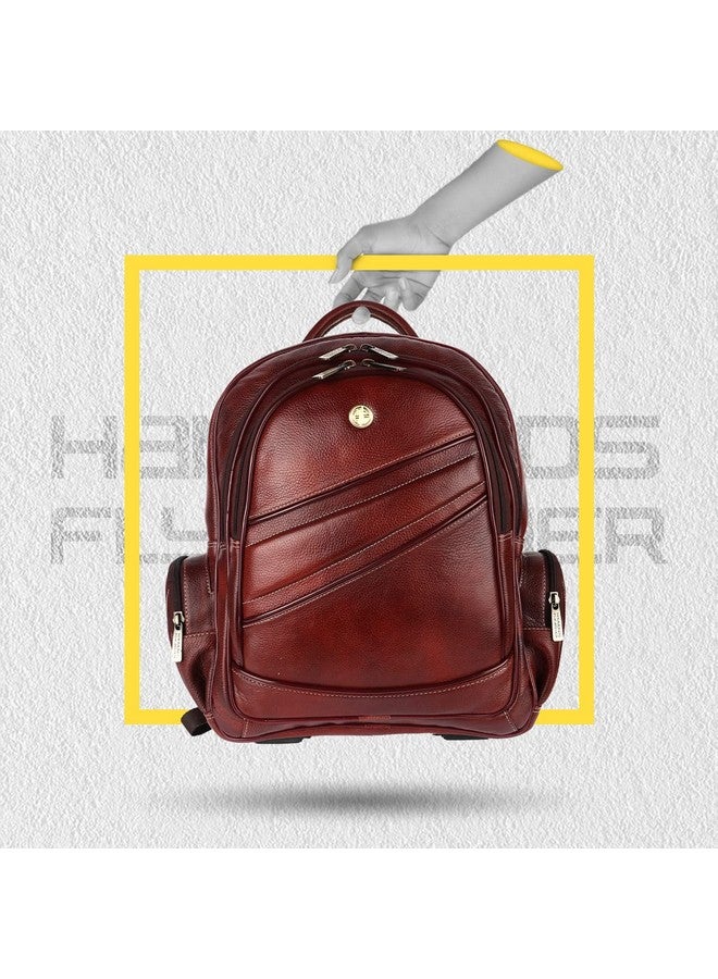 HAMMONDS FLYCATCHER HAMMONDS FLYCATCHER Men And Women Genuine Leather Laptop Backpack Bag & - Padded & Adjustable Shoulder Straps With Multiple Compartments And Pockets - Fits Upto 16 Inch Laptop/Macbook,20 Litre - Brown - Image 2