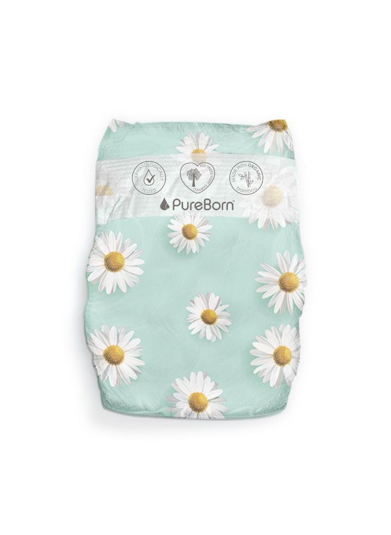 PureBorn Organic Baby Tape Style Diapers Size-3 5.5 -8 kg Daisy Print  - Image 3
